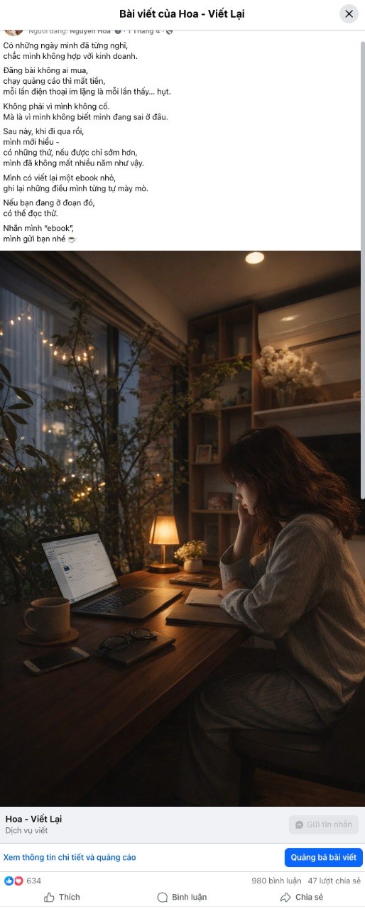 Bài tâm sự + ảnh AI vẽ thu về 900 lượt tương tác